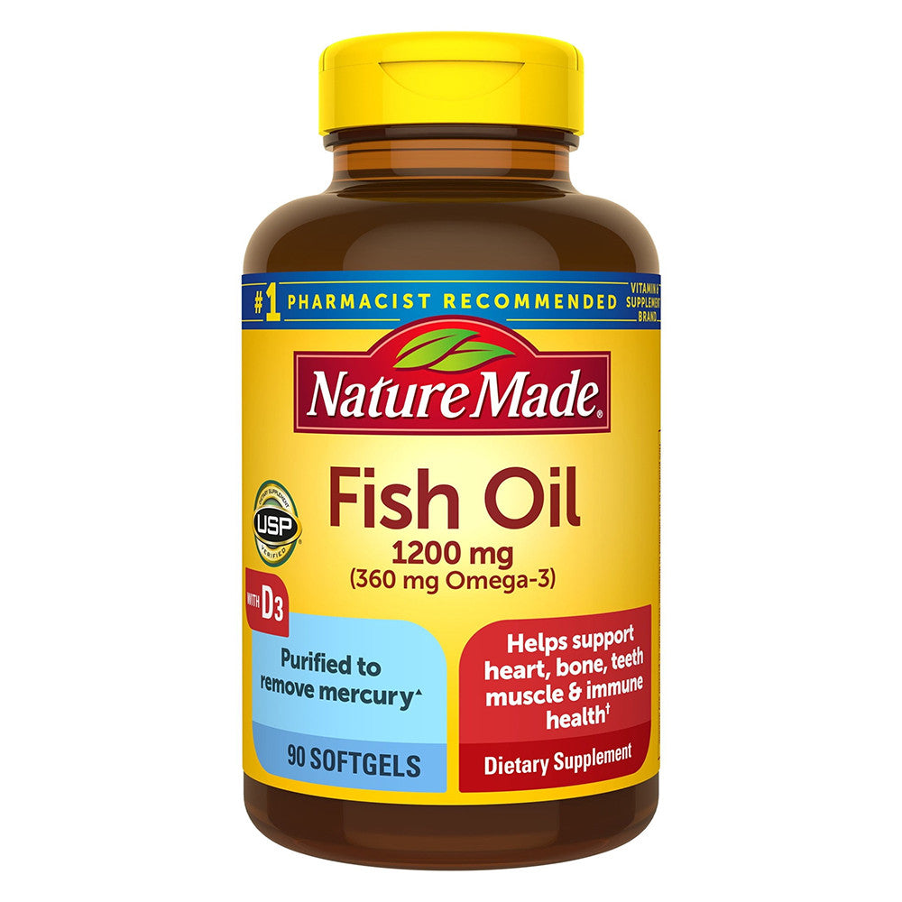 Nature Made Fish Oil 1200Mg Plus Vitamin D 1000 Iu, Liquid Softgels - 90 Ea